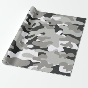 Black and Grey Camo Design Wrapping Paper