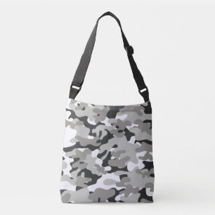 Black and Grey Camouflage Cross Body Bag