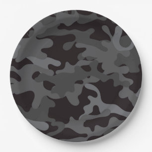 Black and Grey Camouflage Paper Plates