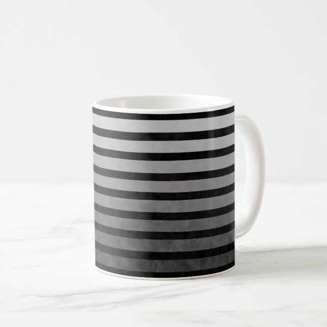Black And Grey Camouflage Textured Line Stripes Coffee Mug (Front Right)