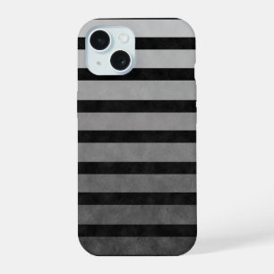 Black And Grey Camouflage Textured Line Stripes iPhone 15 Case