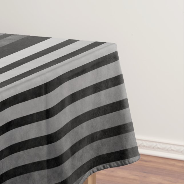 Black And Grey Camouflage Textured Line Stripes Tablecloth (In Situ)