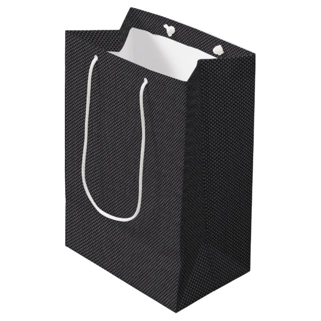 Black and Grey Carbon Fibre Polymer Medium Gift Bag (Front Angled)