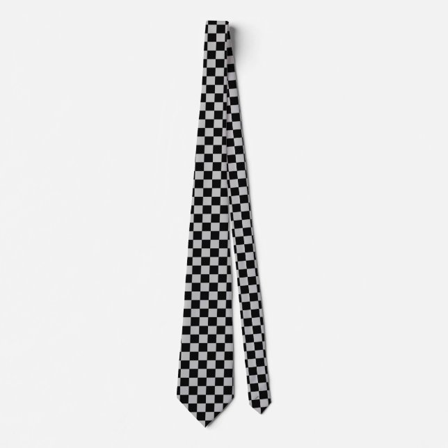 Black and Grey Check Neck Tie (Front)