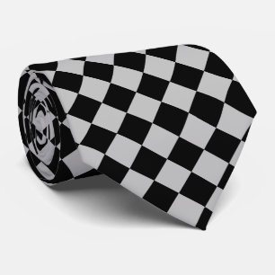 Black and Grey Check Neck Tie Sport Flag