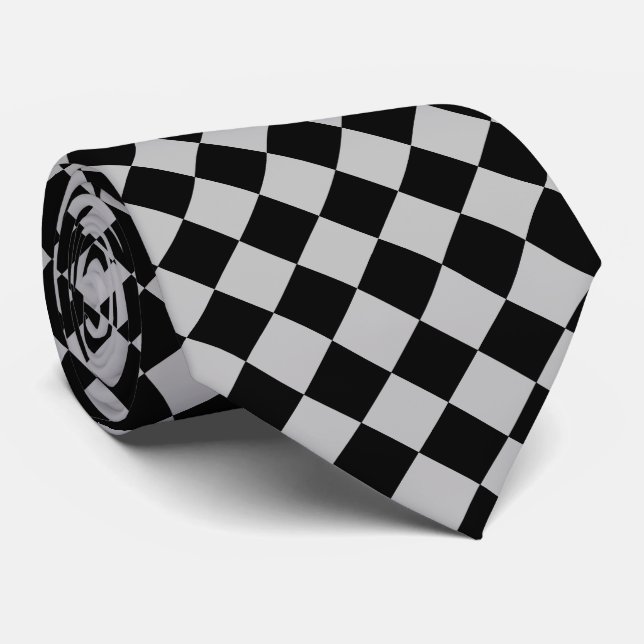 Black and Grey Check Neck Tie Sport Flag (Rolled)