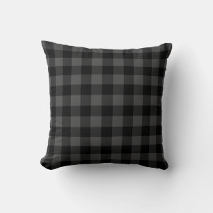Black and Grey Check Throw Pillow