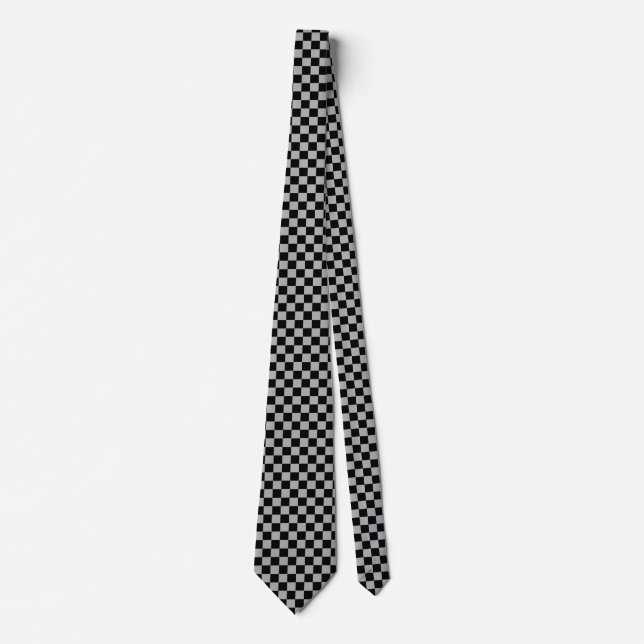 Black and Grey Checked Tie (Front)