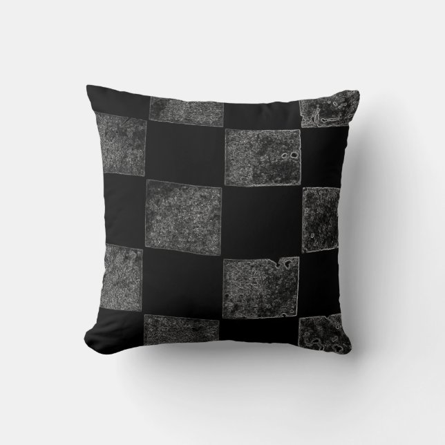 Black and Grey Chequered Flag Cushion (Front)