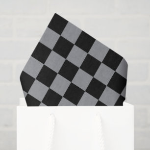 Black and Grey Chequered Print Tissue Paper