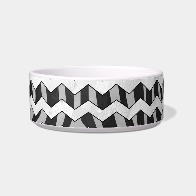 Black and Grey Chevron Zebra pattern Bowl (Right)
