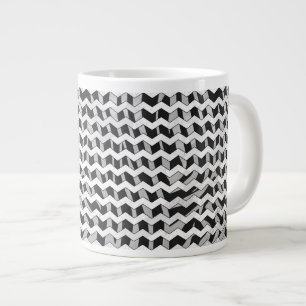 Black and Grey Chevron Zebra pattern Large Coffee Mug