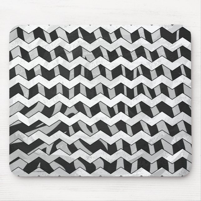 Black and Grey Chevron Zebra pattern Mouse Mat (Front)