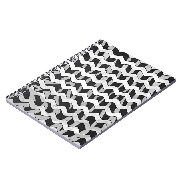 Black and Grey Chevron Zebra pattern Notebook (Left Side)