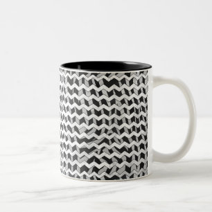 Black and Grey Chevron Zebra pattern Two-Tone Coffee Mug