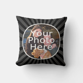 Black and Grey Circle Frame Photo Pillow