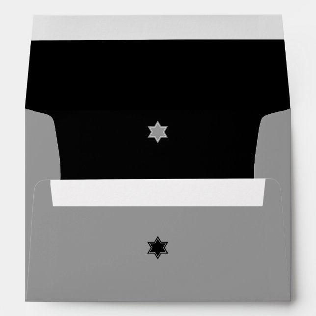 Black and Grey Colour Block Bar Mitzvah Envelopes (Back (Bottom))