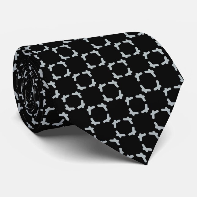 Black and Grey Cool Pattern Tie (Rolled)