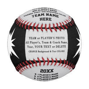 Black and Grey, Custom Printed Baseball for Coach