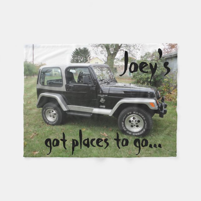 Black and Grey Customised Jeep Blanket Personalise (Front (Horizontal))