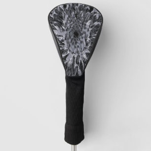 Black and Grey Dahlia Flower Golf Head Cover