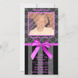 Black And Grey Damask With Hot Pink Ribbon