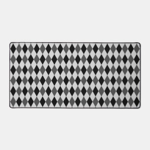 Black and Grey Diamond Pattern Desk Mat