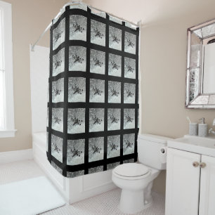Black and Grey Dragonflies Shower Curtains