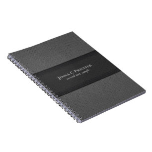 Black And Grey Faux Leather Texture 2 Notebook