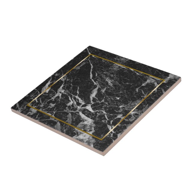Black and grey faux marble stone tile (Side)