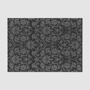 Black and Grey Floral Damask Tissue Paper