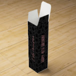 Black And Grey Floral Damasks Pattern Pink Text Wine Box<br><div class="desc">Elegant black and grey tones vintage floral damasks pattern with customisable text in light pink-Happy 40th Birthday on two sides and person name on two other sides. Two-letter monogram on the top side of the wine box.</div>