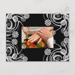 Black and Grey Floral Thank you card