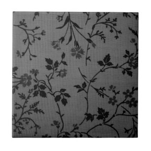 black and grey flower pattern tile