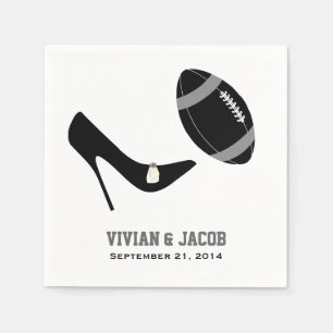 Black and Grey Football Custom Wedding Napkin
