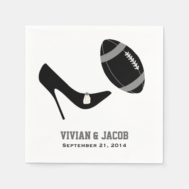Black and Grey Football Custom Wedding Napkin (Front)