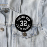 Black and Grey Football Mum Jersey Number 7.5 Cm Round Badge<br><div class="desc">Cheer on your favourite sports team, football player or just show off your school pride with a custom personalised spirit button! Add your school name or personalise with a player's name and jersey number. Perfect for football, basketball, baseball and soccer games! Create custom pins for the whole team, cheerleaders, parents...</div>