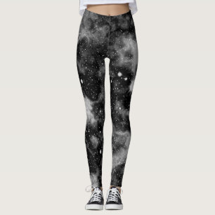 Black and Grey Galaxy Cosmic Space Yoga Leggings