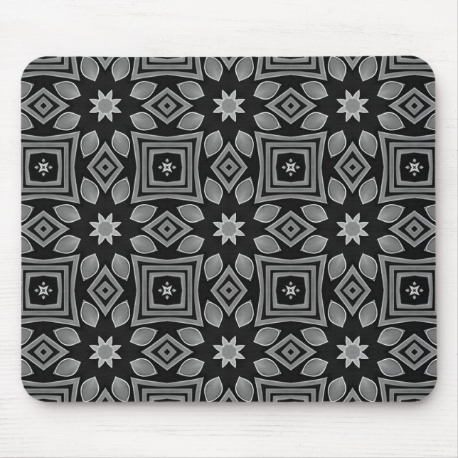 Black and Grey Geometric design Mouse Mat (Front)