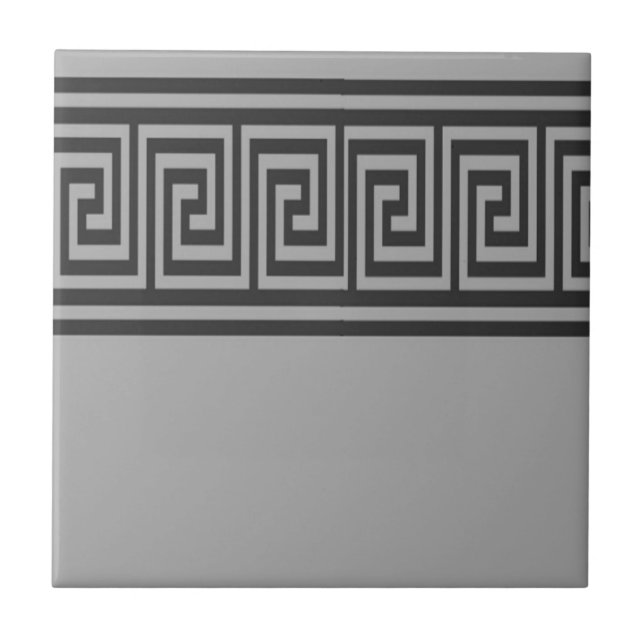Black and grey greek keylines tile (Front)