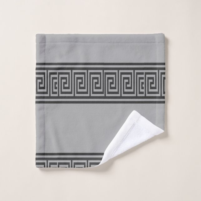 Black and grey greek keylines wash cloth (Wash Cloth)