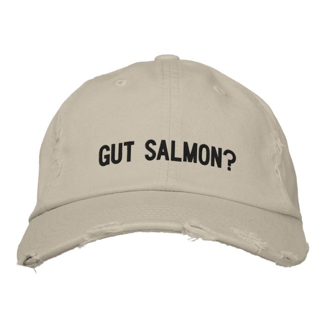 Black and Grey Gut Salmon? Embroidered Hat (Front)