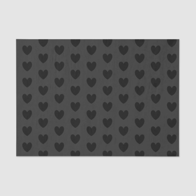 Black and Grey Hearts Tissue Paper HAMbyWG (Front)
