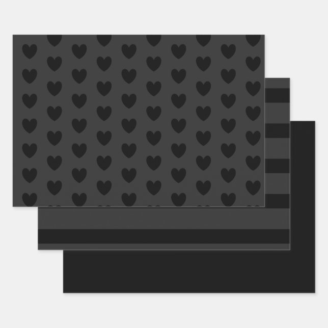Black and Grey Hearts Tissue Paper HAMbyWG (Set)