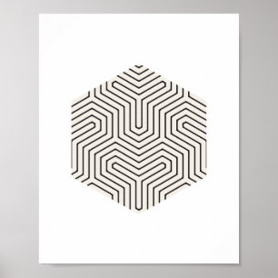 Black and Grey Hexagon Geometric Wall Art