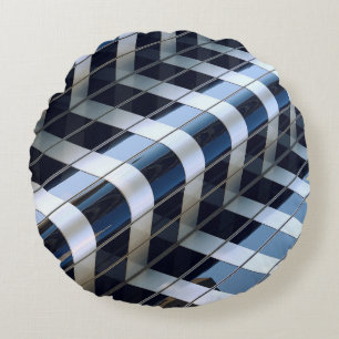 Black and grey high-rise building round cushion