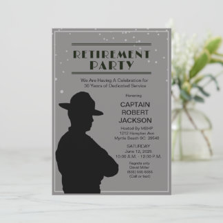 Black and Grey Highway Patrol Retirement Party Invitation