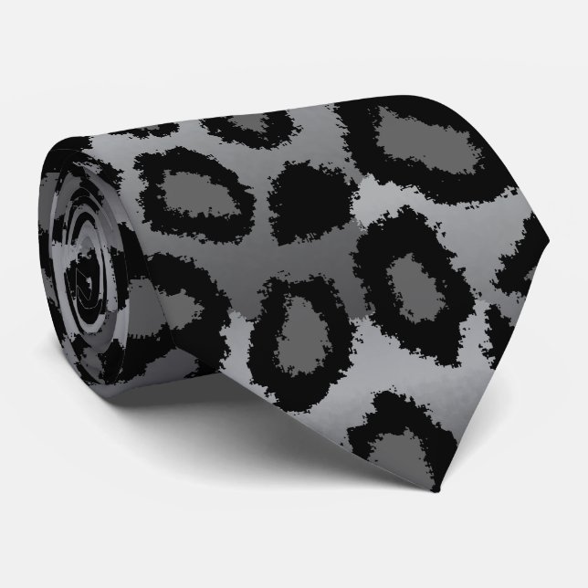Black and Grey Jaguar Print Tie (Rolled)