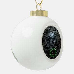 Black And Grey Lawn Bowl, Ceramic Christmas Ball Ornament
