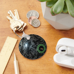 Black And Grey Lawn Bowl, Keyring